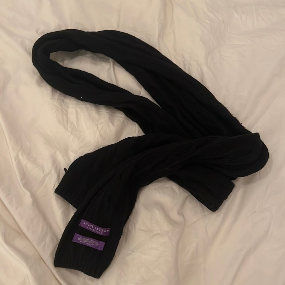 Ralph Lauren Collection black cashmere cable knit scarf